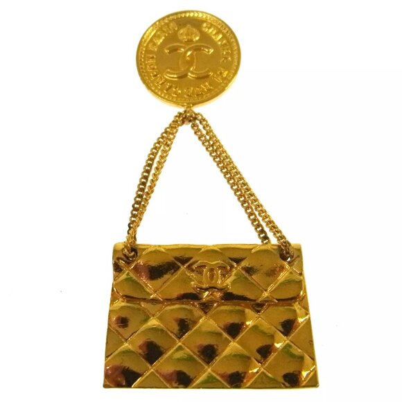 Chanel Bag Brooch Pin Gold AK31829b - Picture 1 of 8